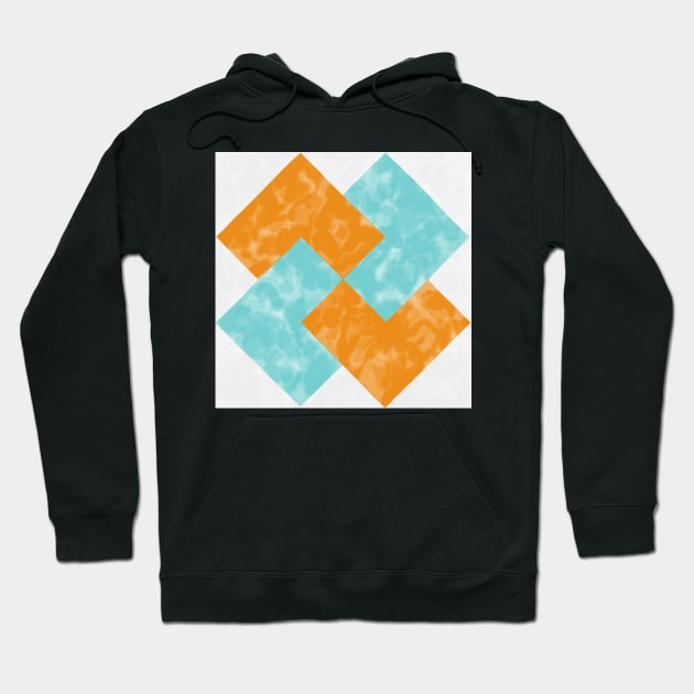 Card Trick Orange and Teal Quilt Star Watercolor Hoodie by venglehart